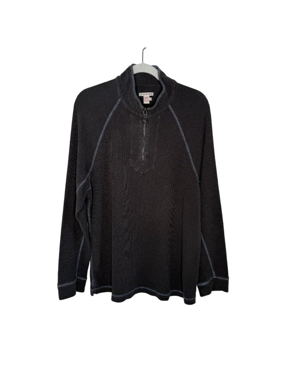Carbon2Cobalt Charcoal Quarter-Zip Waffle Knit Shirt, L